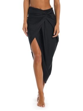 NWT Sunshine 79 Solids Pull On Cover Up Skirt Black Swim Sz M